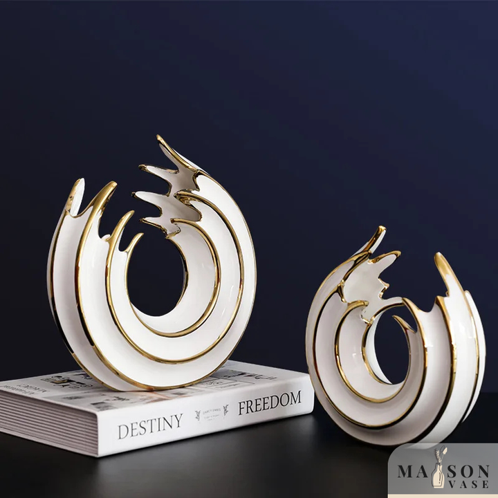 Vase Rond en Céramique | Design Abstrait et Finition Luxe