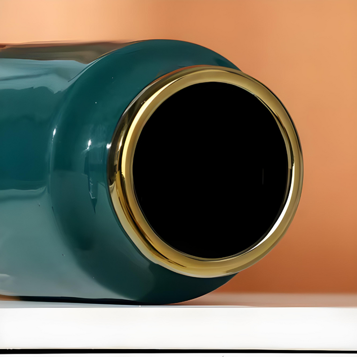 Grand Vase à Fleurs en Céramique | Design Moderne et Finitions Dorées