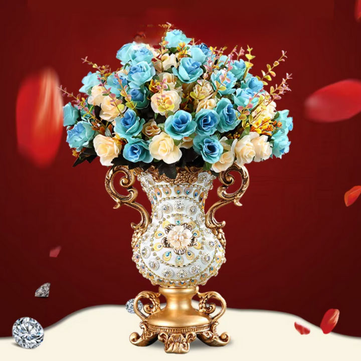 Petit Vase Antique Décoratif Doré | Résine Sculptée