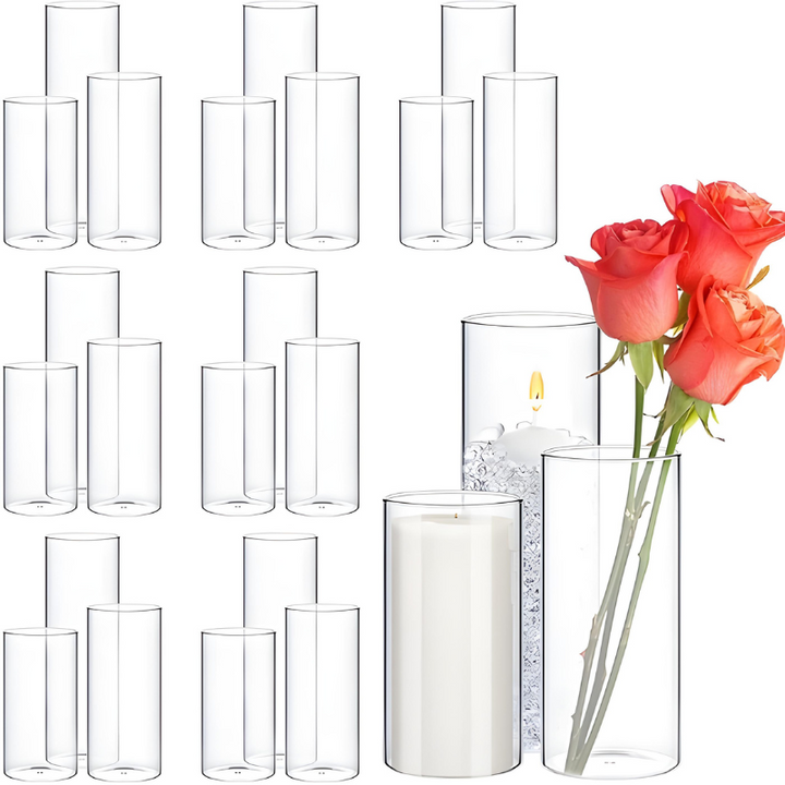 Vase Cylindrique Transparent en Verre | Design Minimaliste et Décoratif