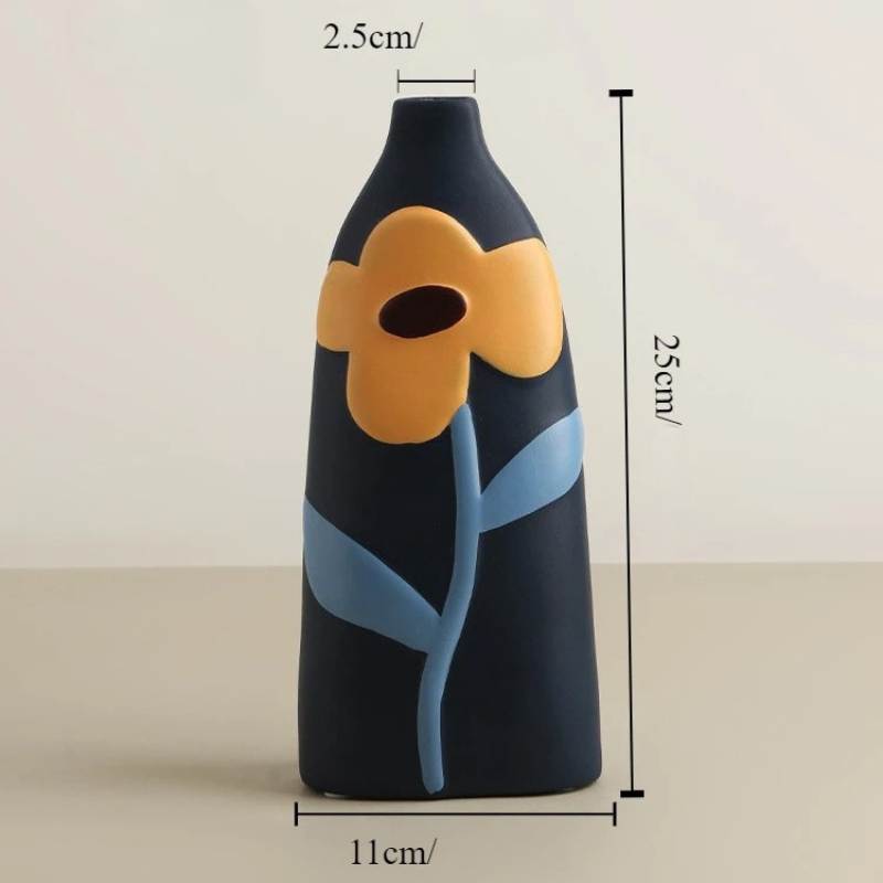 Vase en Céramique Nordique | Peint à la Main - Style Morandi
