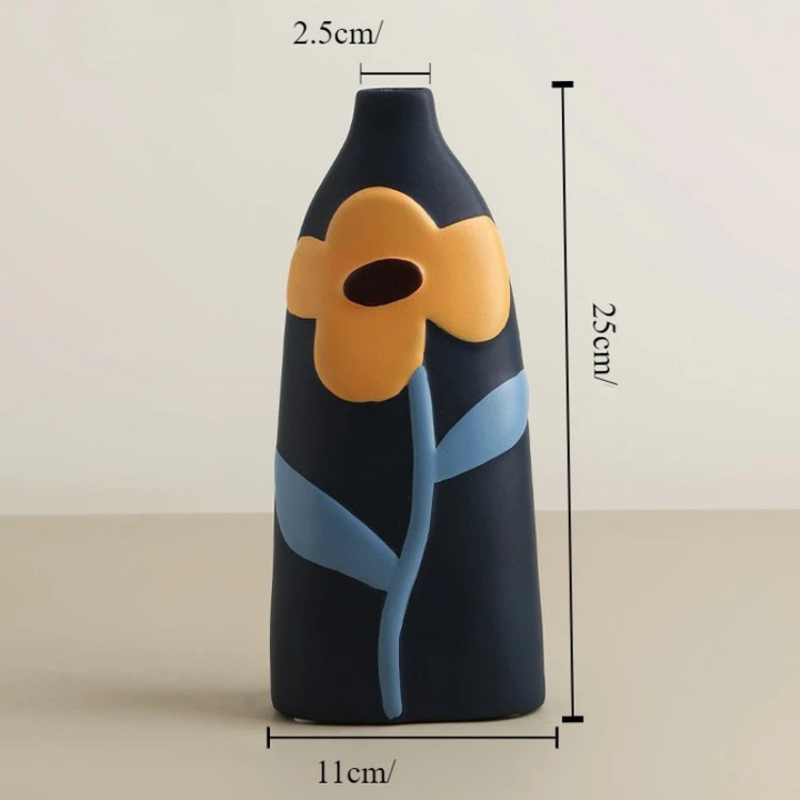 Vase en Céramique Nordique | Peint à la Main - Style Morandi