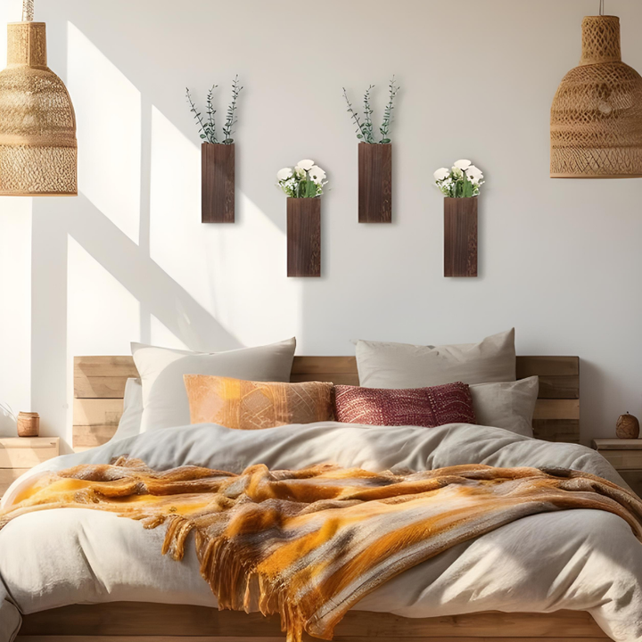 Petit Vase Mural en Bois | Décoratif, Boho, Rustique et Moderne