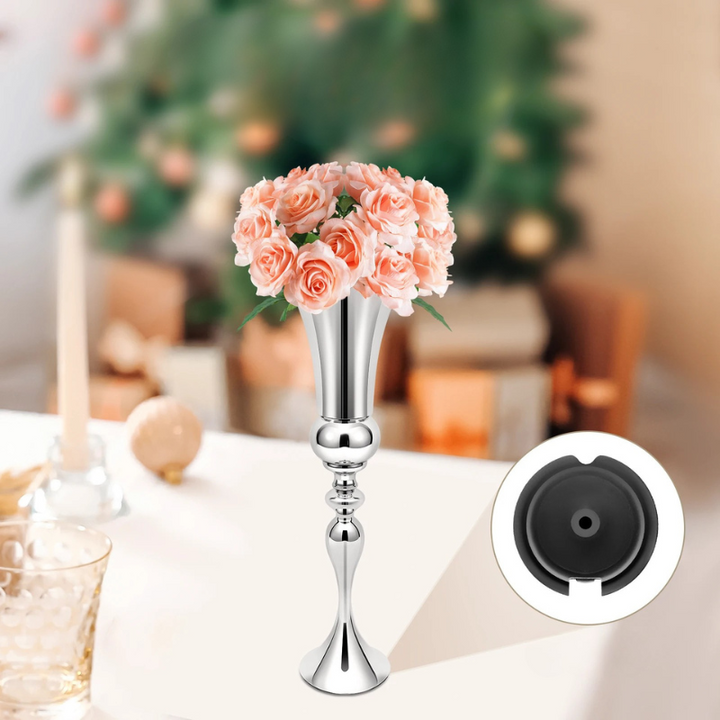 Vase à Fleurs Britannique Argenté | Design Moderne et Autoportant