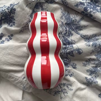 Vase Céramique Design Nordiques Strié | Style Rétro Chic