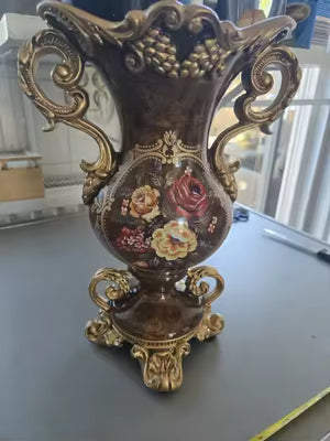 Grand Vase Décoratif Antique Grec | Effet Sculpté en Résine