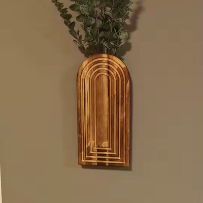 Vase à Fleurs Mural Arqué en Bois Sculpté | Design Boho Moderne et Décoratif