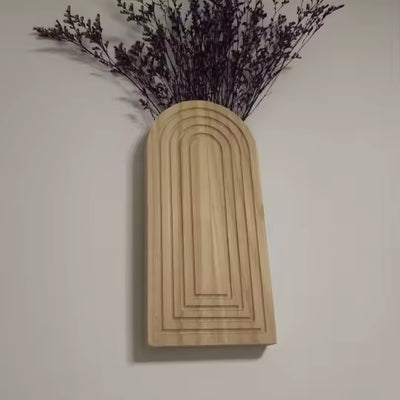 Vase à Fleurs Mural Arqué en Bois Sculpté | Design Boho Moderne et Décoratif