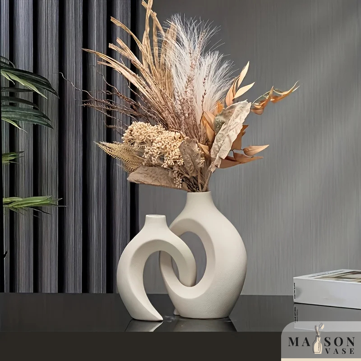 Ensemble de Deux Vases Creux en Céramique | Scandinave, Moderne et Bohème