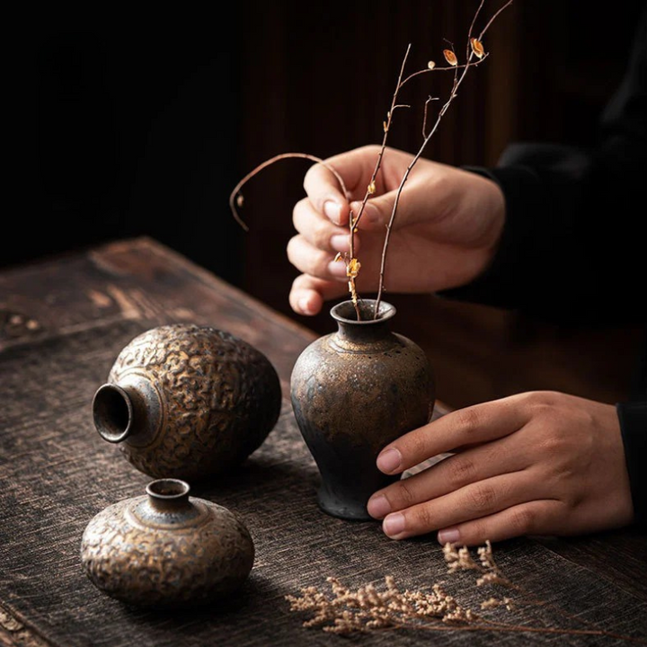 Vase à Fleurs Grec Vintage Décoratif en Céramique