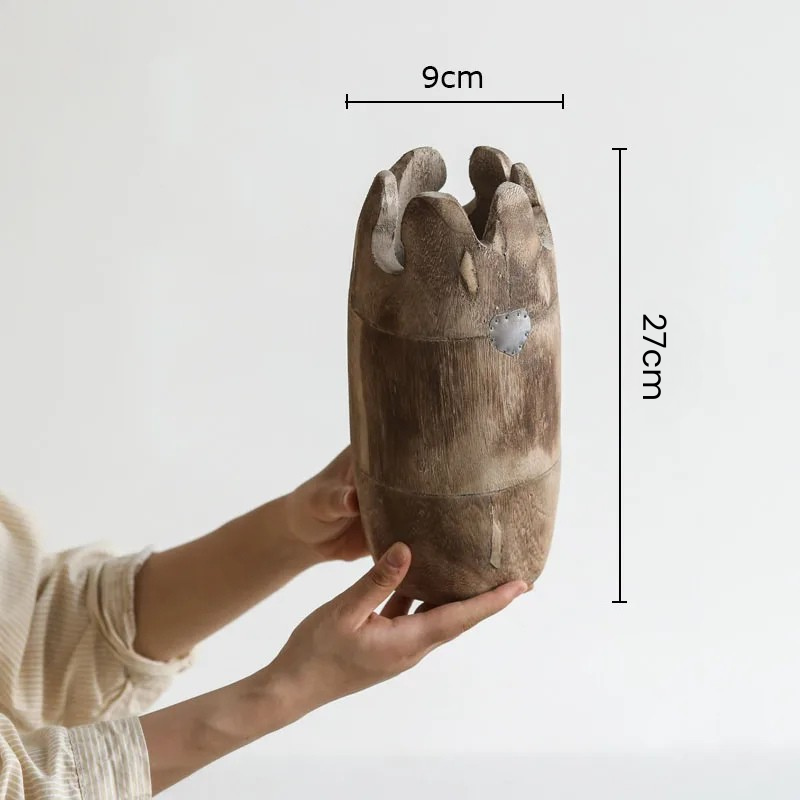 Grand Vase à Fleurs Décoratif en Bois | Forme Cylindrique