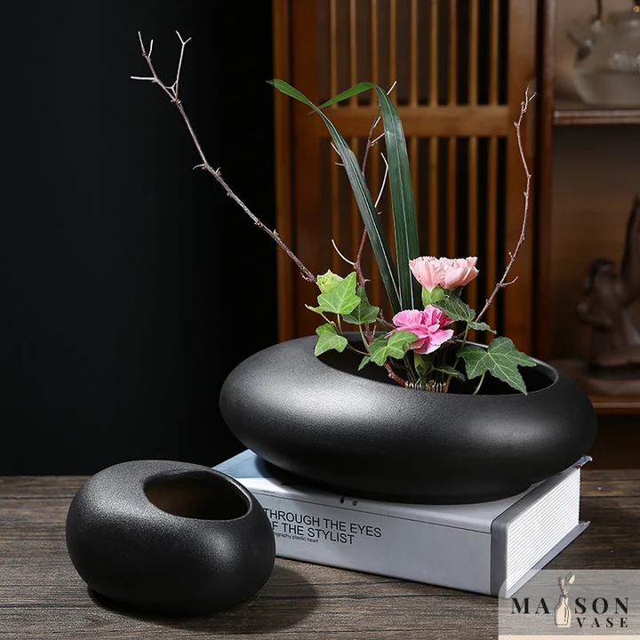 Vase à Fleurs Chinois Noir | Céramique Élégante