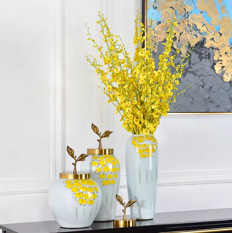 Grand Vase à Fleurs Blanc au Style Européen | Décoratif, Moderne et Luxueux