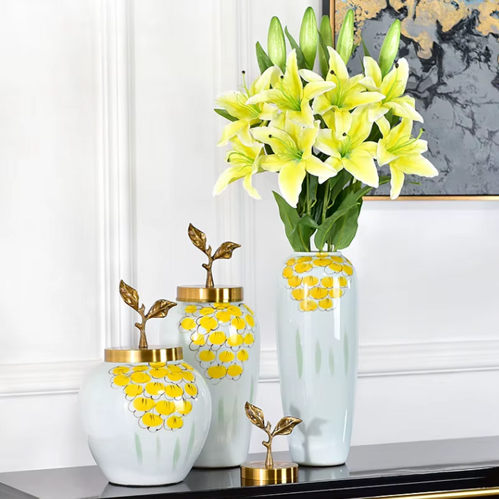 Grand Vase à Fleurs Blanc au Style Européen | Décoratif, Moderne et Luxueux