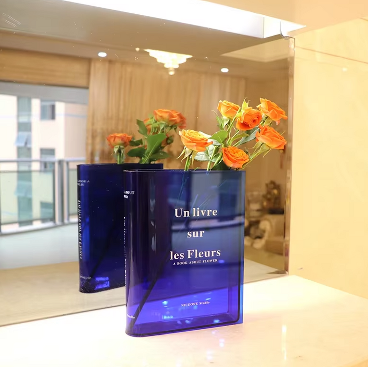 Vase à Fleurs en Forme de Livre Transparent | Design Moderne en Acrylique