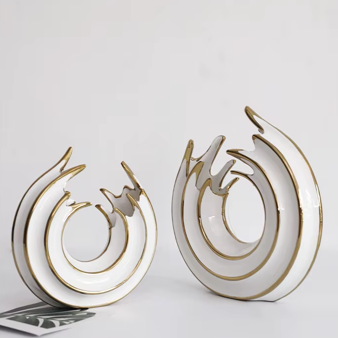 Vase Rond en Céramique | Design Abstrait et Finition Luxe