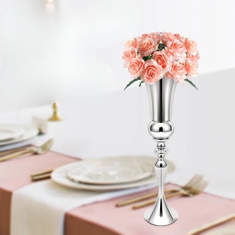 Vase à Fleurs Britannique Argenté | Design Moderne et Autoportant