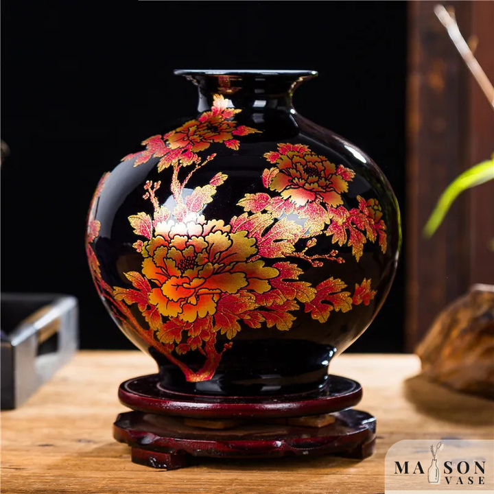 Vase à Fleurs Chinois en Céramique | Élégance Décorative Artisanale