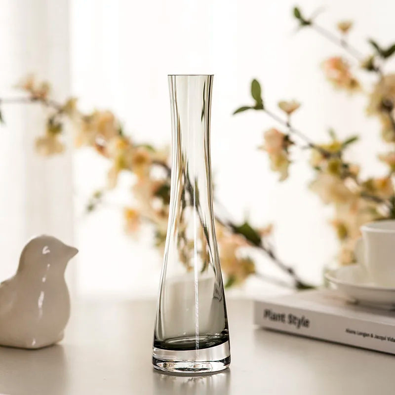 Vase Soliflore en Verre Transparent | Design Oblique Moderne