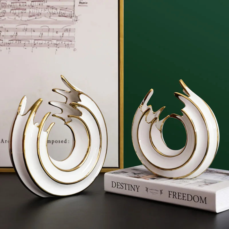 Vase Rond en Céramique | Design Abstrait et Finition Luxe