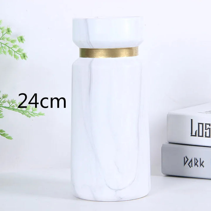 Vase à Fleurs Scandinave Blanc | Effet Marbre