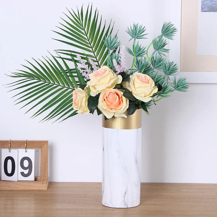 Vase à Fleurs Scandinave Blanc | Effet Marbre