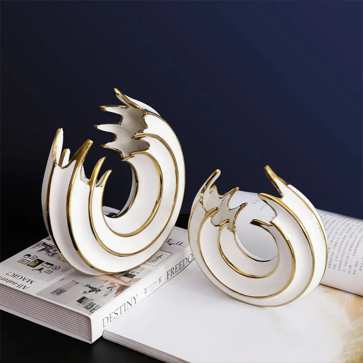 Vase Rond en Céramique | Design Abstrait et Finition Luxe