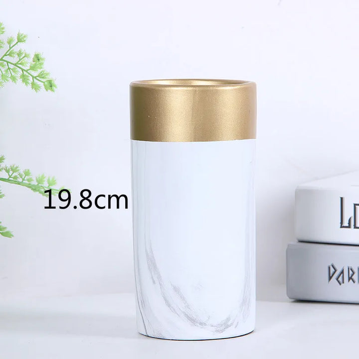 Vase à Fleurs Scandinave Blanc | Effet Marbre