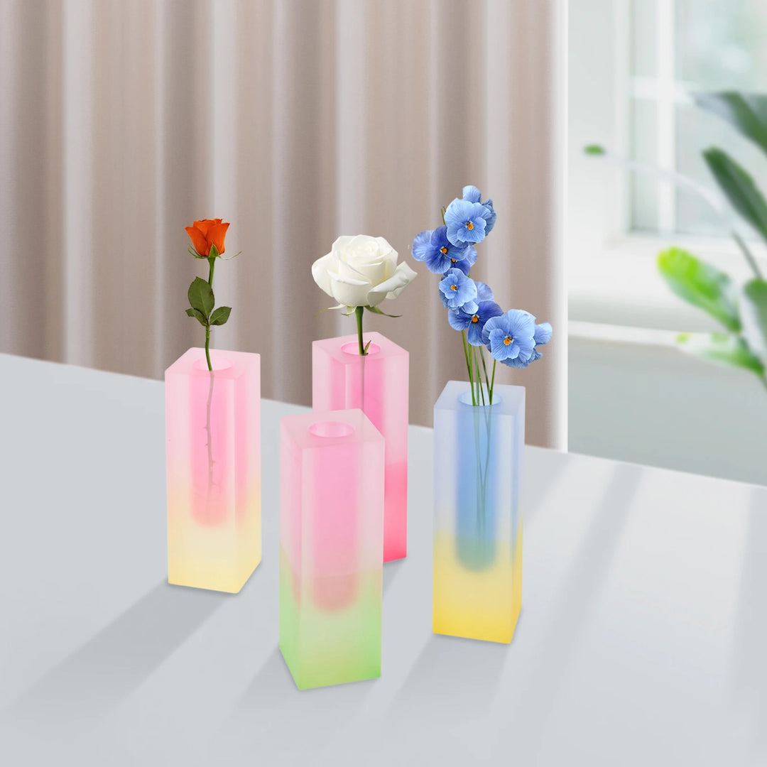 Lot de 4 Vases Acryliques Colorés Moderne | Effet Dégradé Élégant | 16 cm