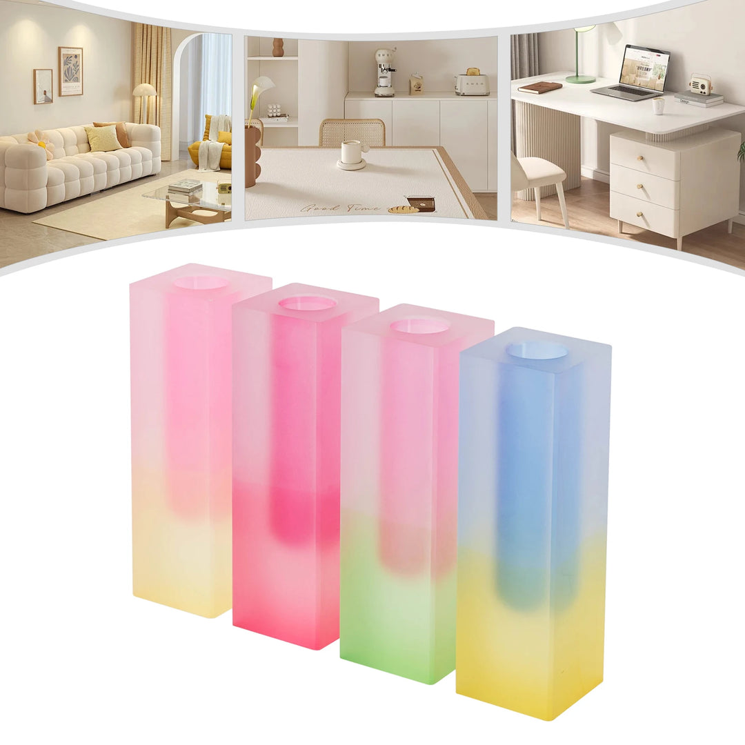 Lot de 4 Vases Acryliques Colorés Moderne | Effet Dégradé Élégant | 16 cm