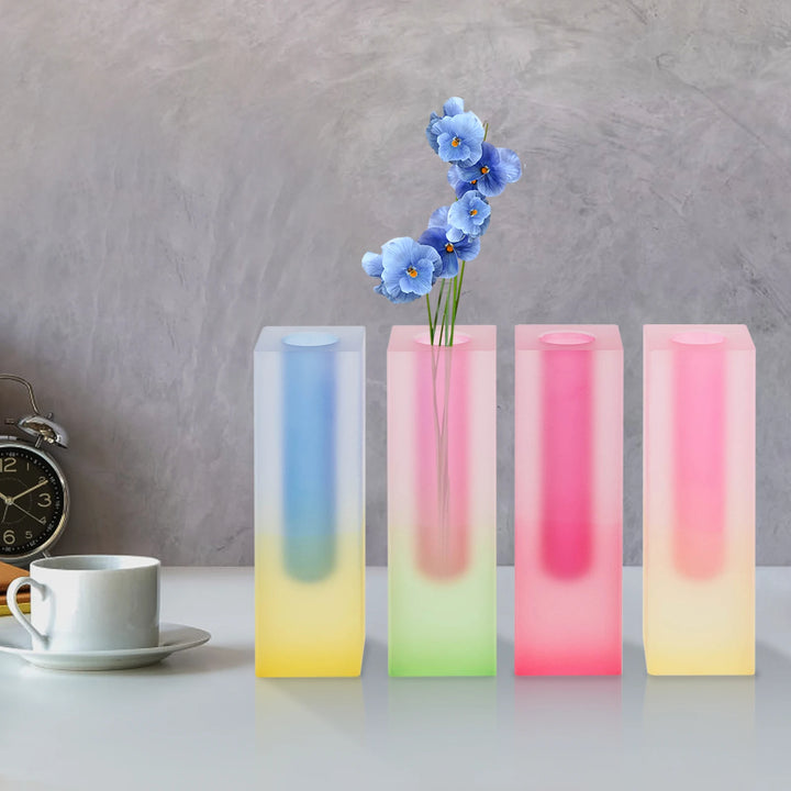 Lot de 4 Vases Acryliques Colorés Moderne | Effet Dégradé Élégant | 16 cm