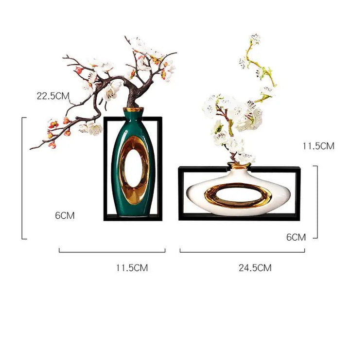 Vase Chinois en Céramique avec Cadre | Élégance Rétro