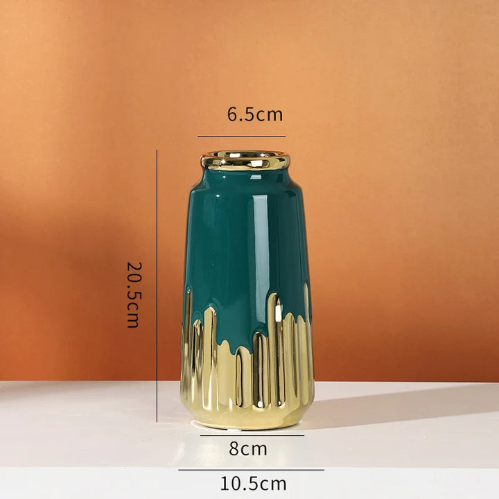 Grand Vase à Fleurs en Céramique | Design Moderne et Finitions Dorées