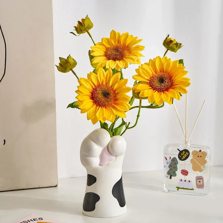 Petit Vase à Fleurs Blanc Décoratif | Pattes de Chat
