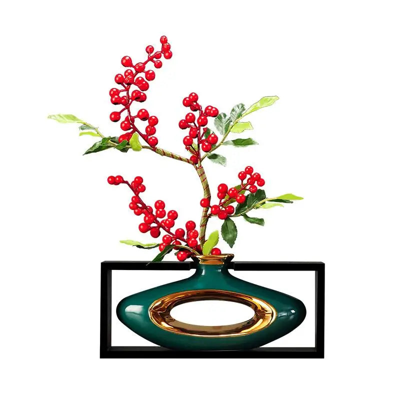 Vase Chinois en Céramique avec Cadre | Élégance Rétro