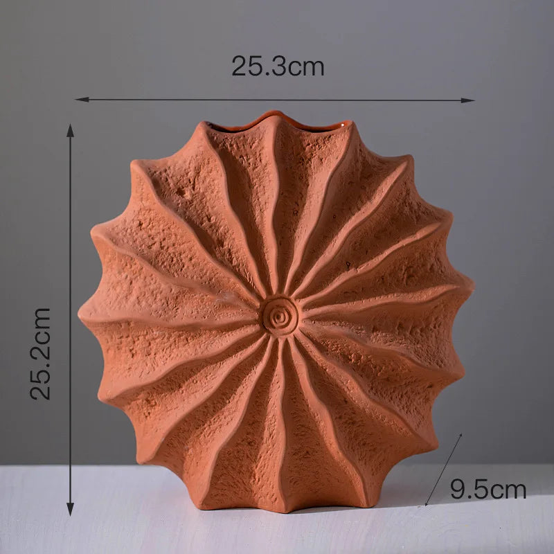 Vase en Céramique Scandinave Décoratif Moderne | Design Conque Terre Cuite