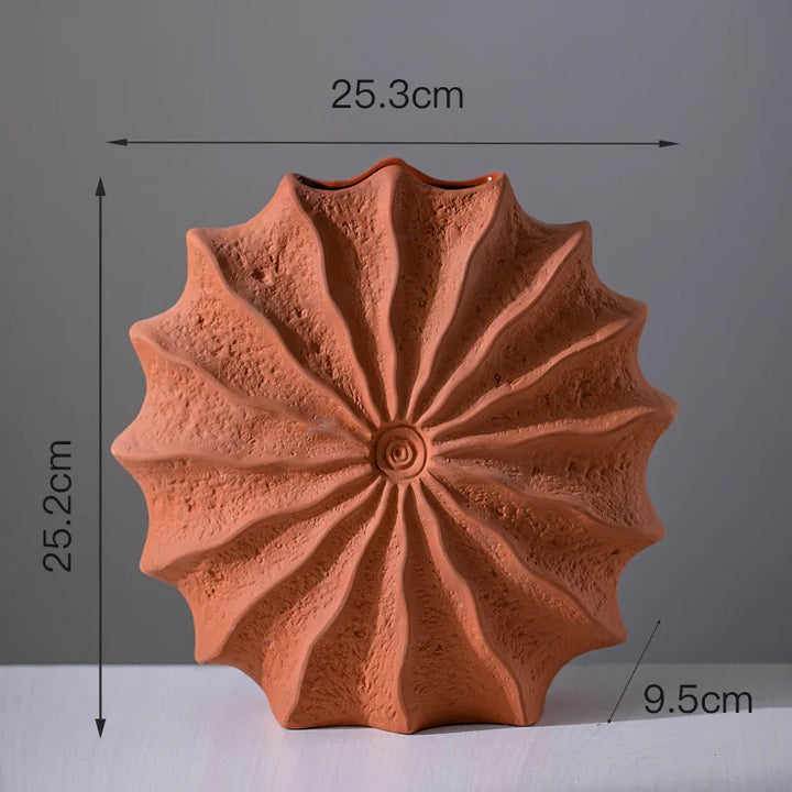 Vase en Céramique Scandinave Décoratif Moderne | Design Conque Terre Cuite