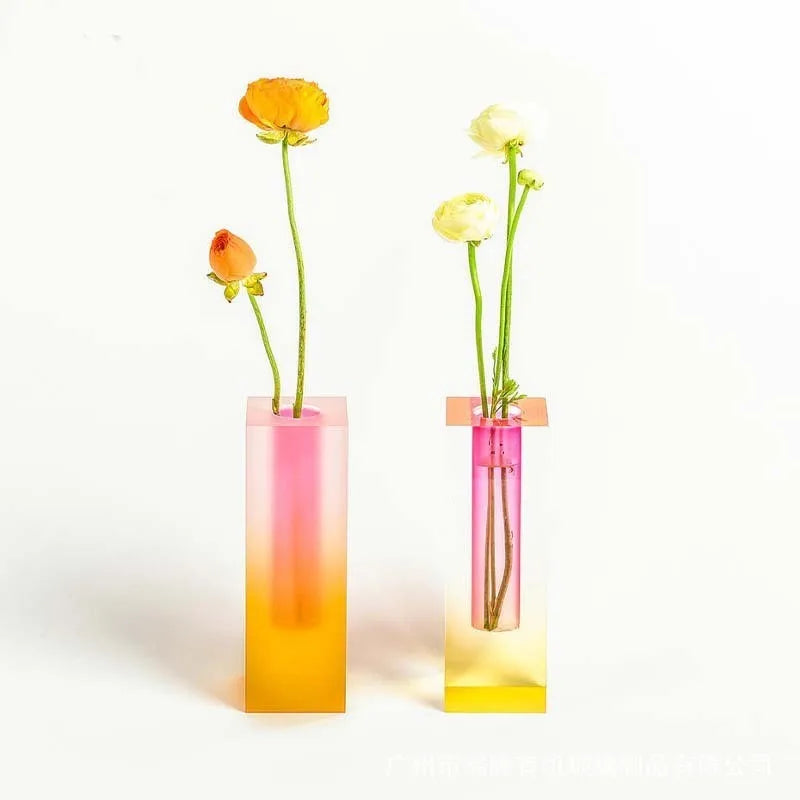 Vase Soliflore Transparent Coloré | Style Scandinave Chic en Acrylique
