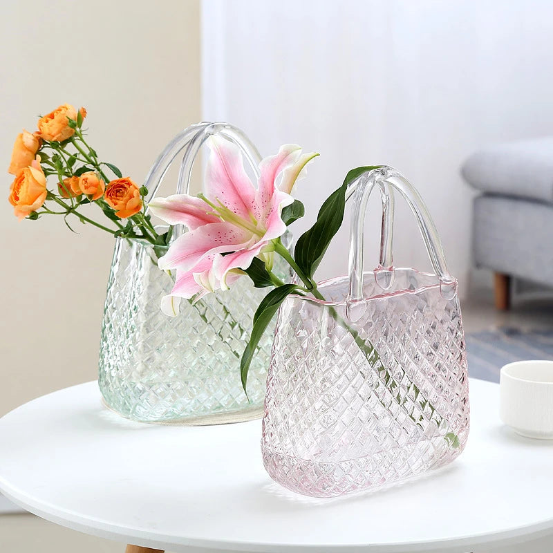 Vase à Fleurs en Verre Scandinave | Design Élégant, Décoratif et Original