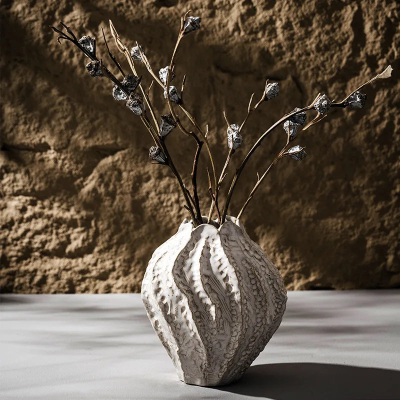 Vase en Céramique à Poser au Sol | Design Irrégulier et Style Scandinave