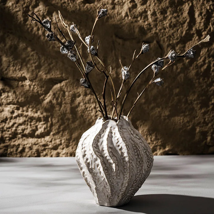 Vase en Céramique à Poser au Sol | Design Irrégulier et Style Scandinave