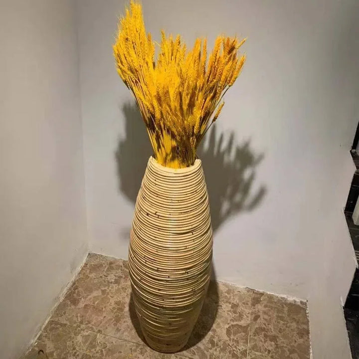 Vase en Rotin Indonésien Fait Main à Poser au Sol | Décoratif et Naturel