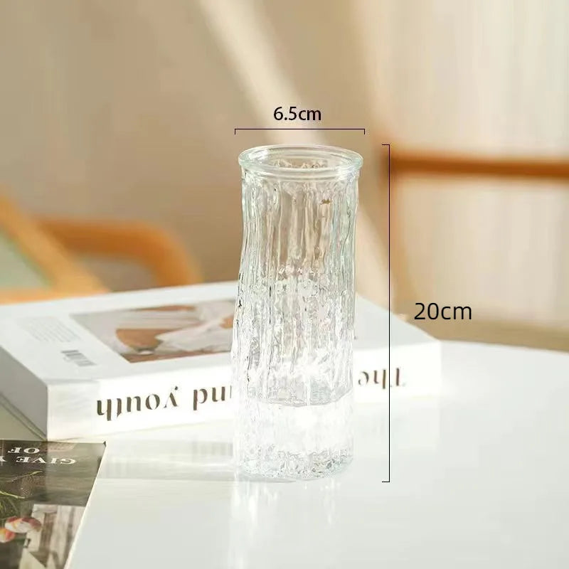 Vase à Fleurs en Verre Transparent | Design Glacier Élégant