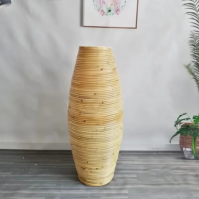 Vase en Rotin Indonésien Fait Main à Poser au Sol | Décoratif et Naturel