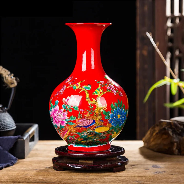 Vase à Fleurs Chinois en Céramique | Élégance Décorative Artisanale