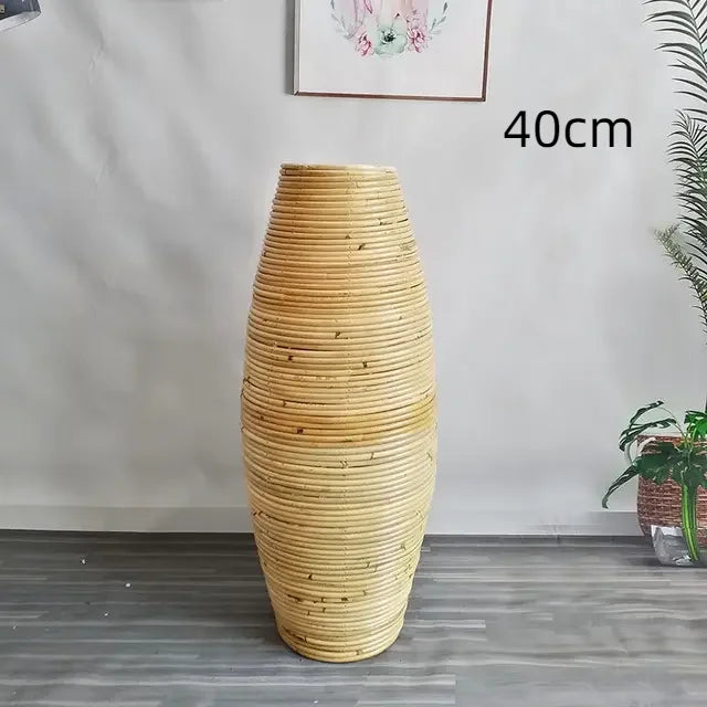 Vase en Rotin Indonésien Fait Main à Poser au Sol | Décoratif et Naturel