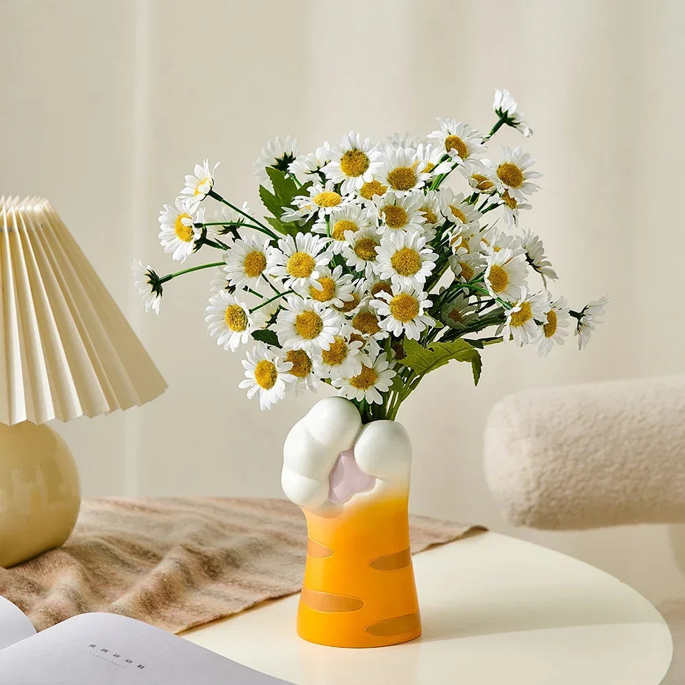 Petit Vase à Fleurs Blanc Décoratif | Pattes de Chat