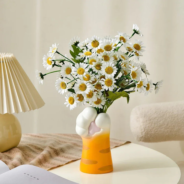 Petit Vase à Fleurs Blanc Décoratif | Pattes de Chat