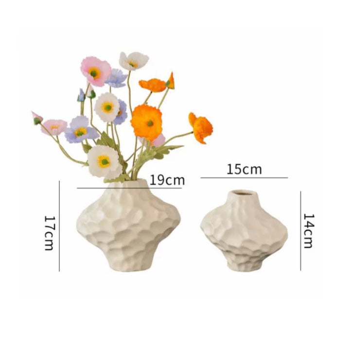 Vase à Fleurs Moderne Argenté Décoratif | Design Géométrique et Effet Martelé