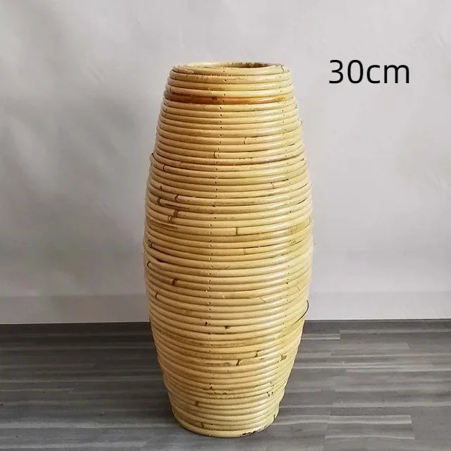 Vase en Rotin Indonésien Fait Main à Poser au Sol | Décoratif et Naturel